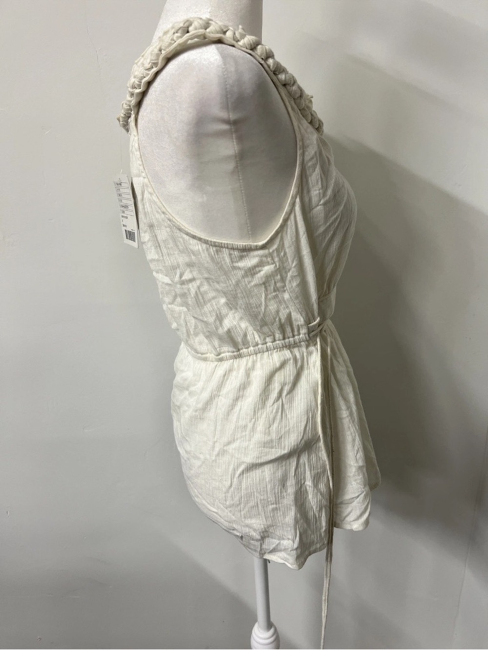 Anthropologie Ivory Gauze Braided Neck Tunic Top Boho NWT 6 - Picture 2 of 9